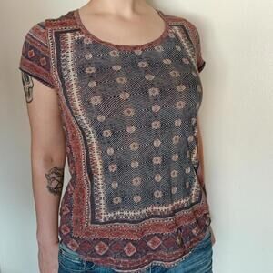 Bohemian blue and purple patterned‎ top size small